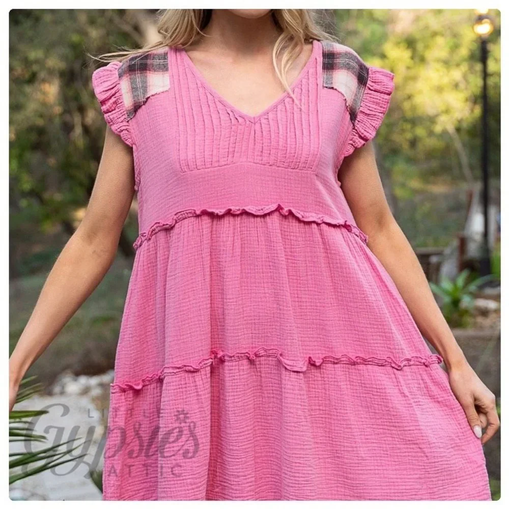 POL Baby Doll Grunge Double Gauze Mini Dress - Picture 3 of 14